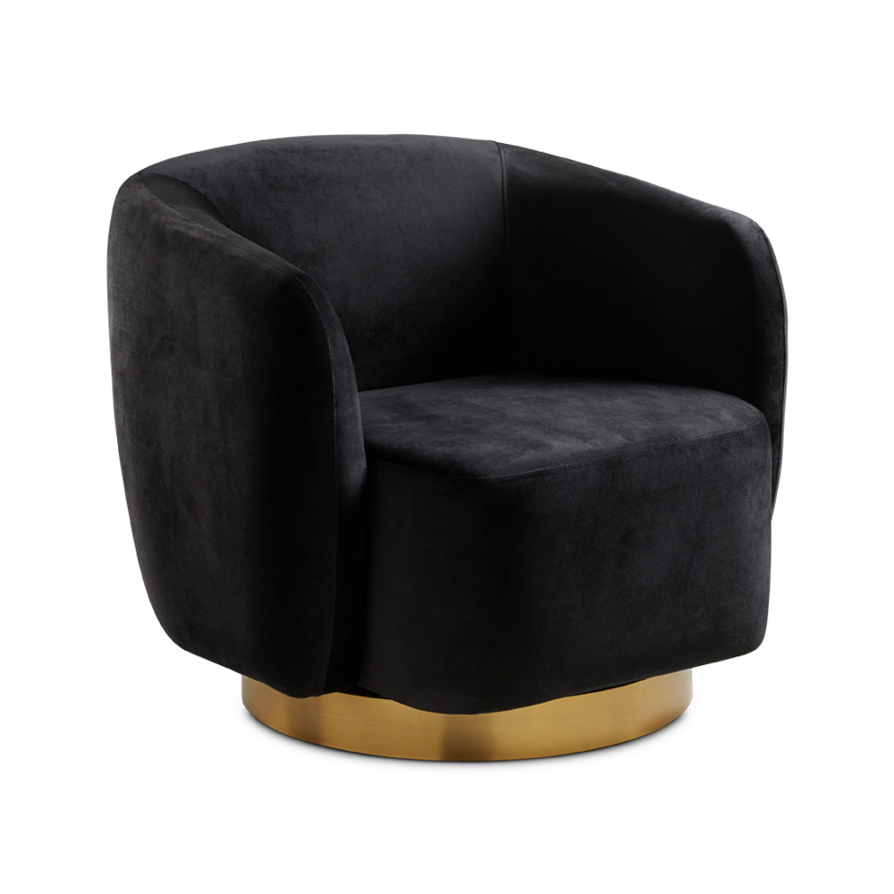 Aspen Gold Accent Chair: Black Velvet